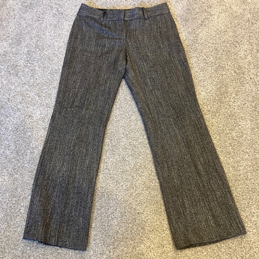 Ann Taylor LOFT Marisa Trouser Pants 2P Black White Herringbone Petite Straight